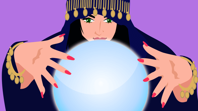 水晶を凝視する人