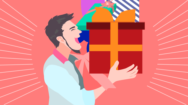 抱えきれないほどの贈り物を所有する男