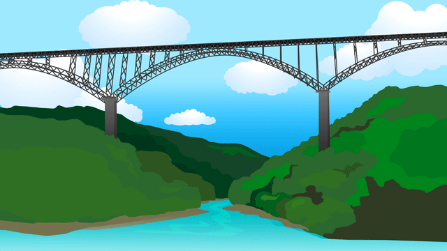 深い峡谷を横切るカンチレバー橋