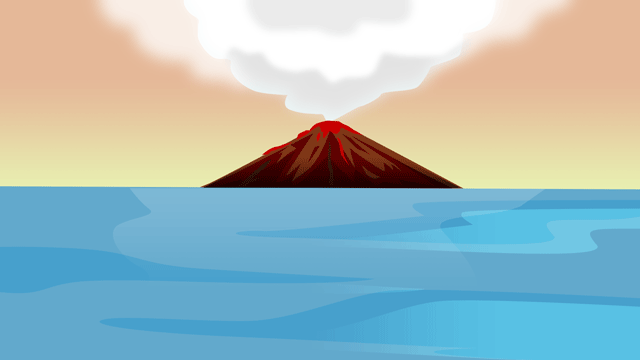 海から浮上している新しい大陸