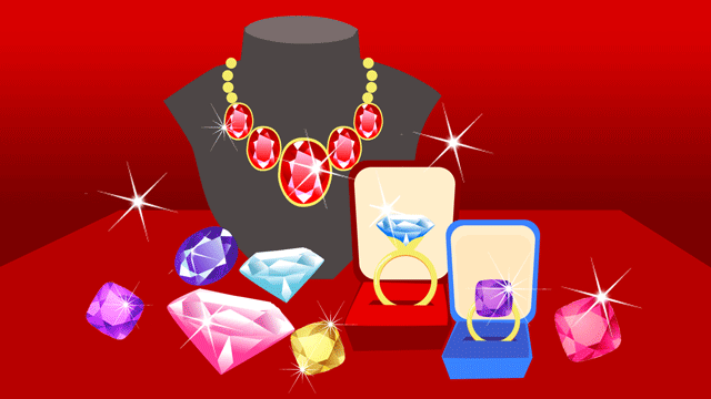 貴重な宝石で充たされた宝石店