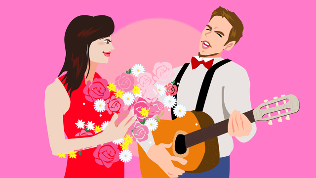 恋人にセレナーデを聴かせる甲斐甲斐しいスペイン人の男
