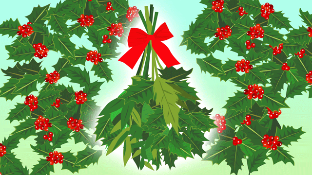 クリスマスの古い記憶を呼び起こすヒイラギと宿り木