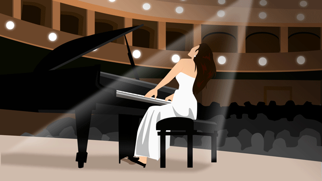 コンサートで演奏している有名なピアニスト