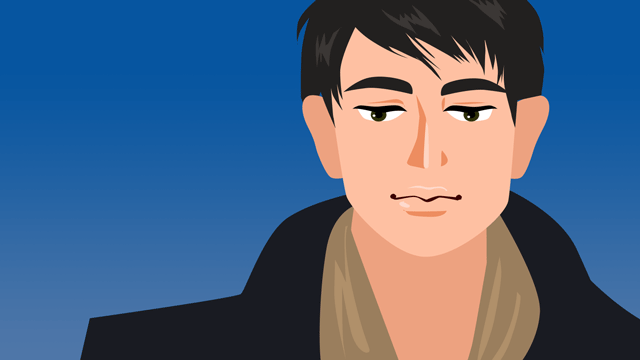 成熟した思想家のものに変化する健康な若者の頭