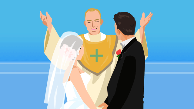 結婚の儀式を執り行っている司祭