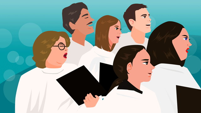 讃美歌を歌っている教会の聖歌隊