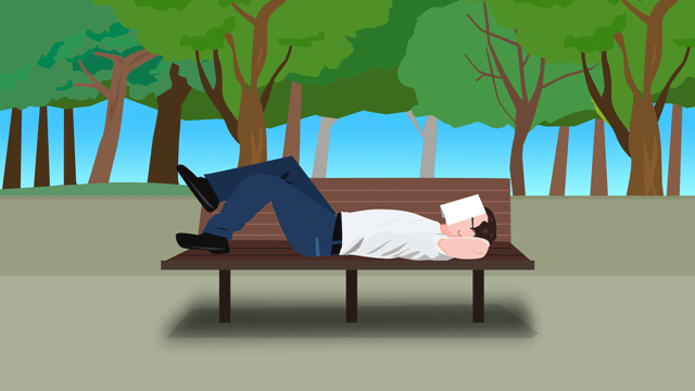 暑い正午の時間に昼寝する男