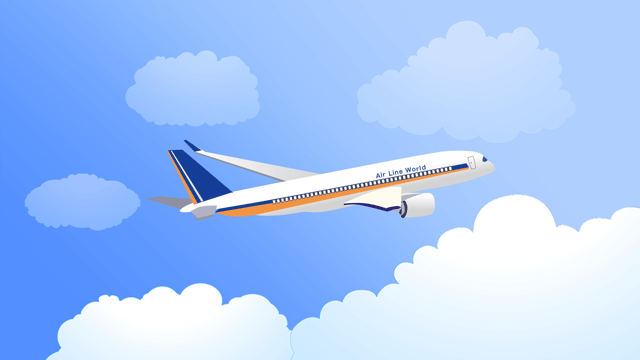 澄んだ空の中を高く舞う飛行機