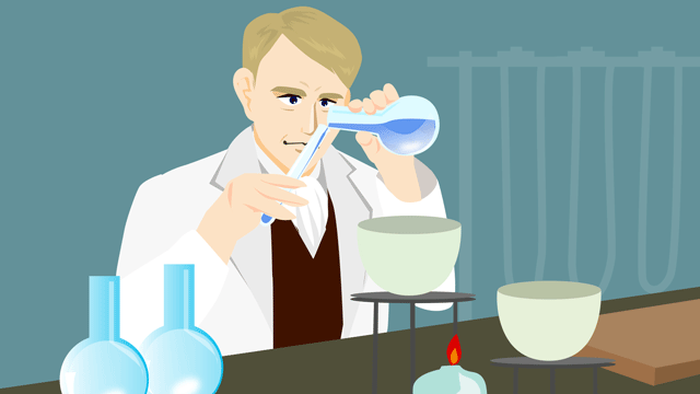 実験室で実験をする発明家