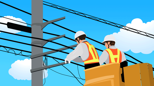 新しい回線をつなげている電話接続士