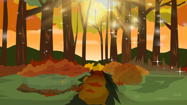 多彩に素晴らしく輝く森の中の道