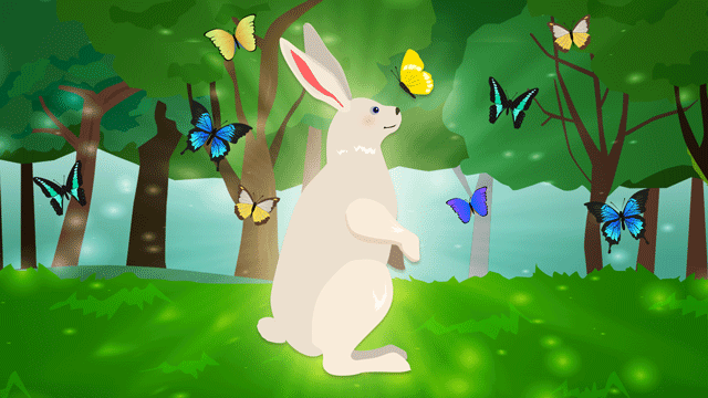 自然界の精霊に変容するウサギ