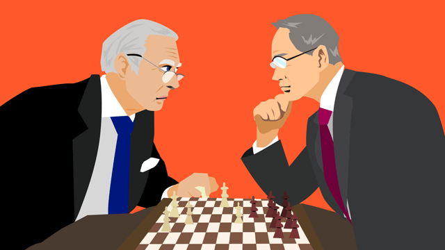 チェスをしているふたりの男