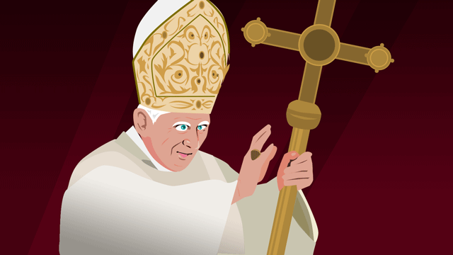 支持者を祝福する法王