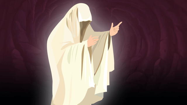 神の力を宿して語るヴェールをかぶった予言者