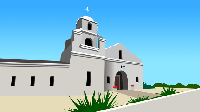 カリフォルニアの古いレンガ造りの伝導所