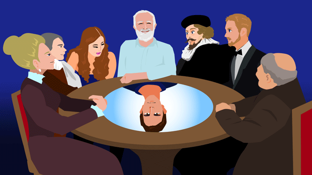 若いリーダーの努力を成就させようとしている先祖の協議会