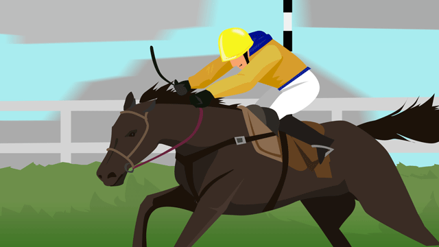 ライバルを引き離そうと意図して馬に拍車をかける騎手