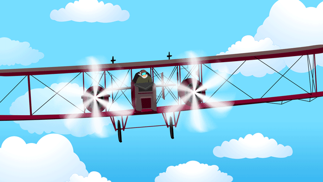 地を隠す雲を通り抜けて旅をする飛行士