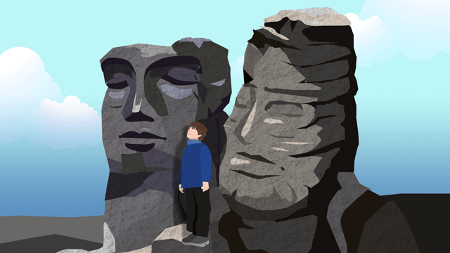 少年の偉大な理想によって構成され彼が成長するにつれて似始める岩の表面